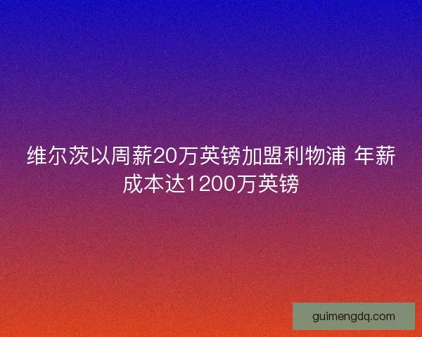维尔茨以周薪20万英镑加盟利物浦 年薪成本达1200万英镑